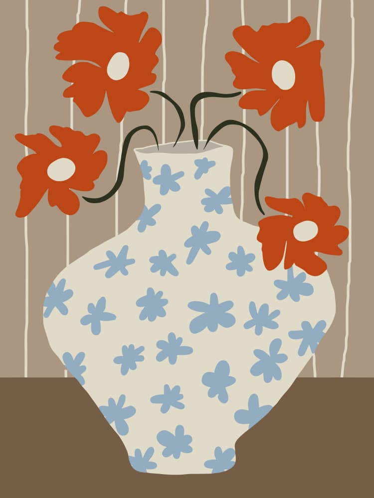 Cheerful Floral Vase by Miho Art Studio — canvas wall art