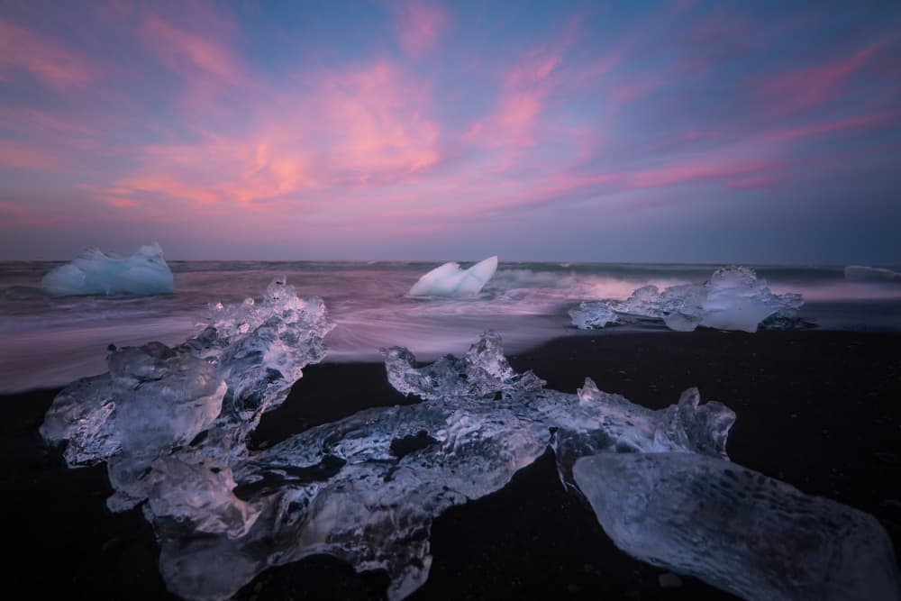 Pink Sky Ice Beach by Yongnan Li (李永男) — canvas wall art