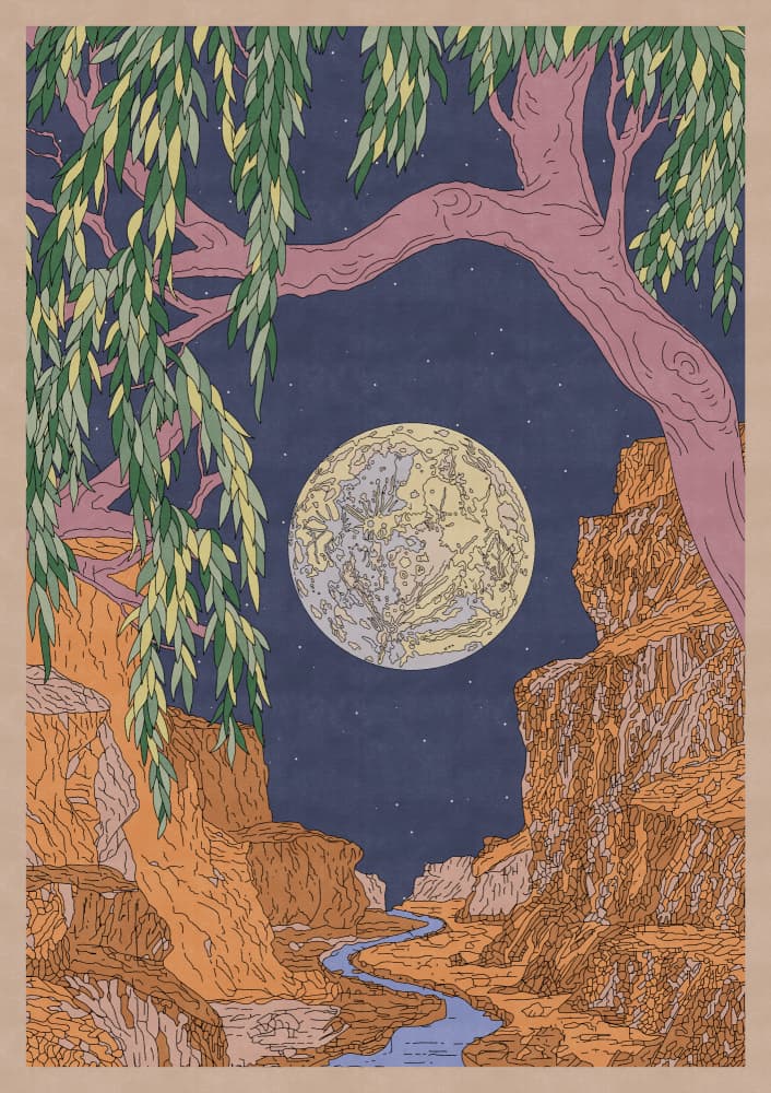 Moonlit Canyon River