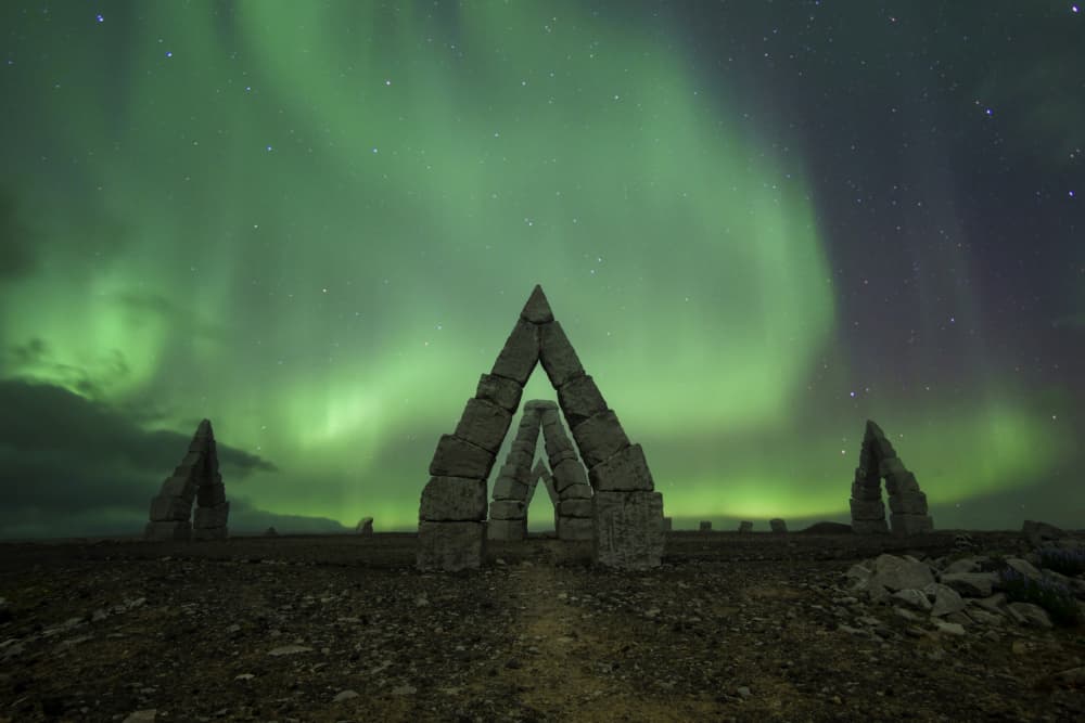Mystical Aurora Stone Arches by Fred Louwen — canvas wall art