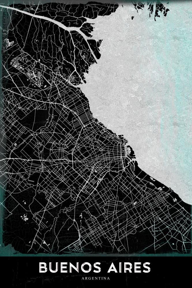 Buenos Aires City Map by StudioSix — canvas wall art