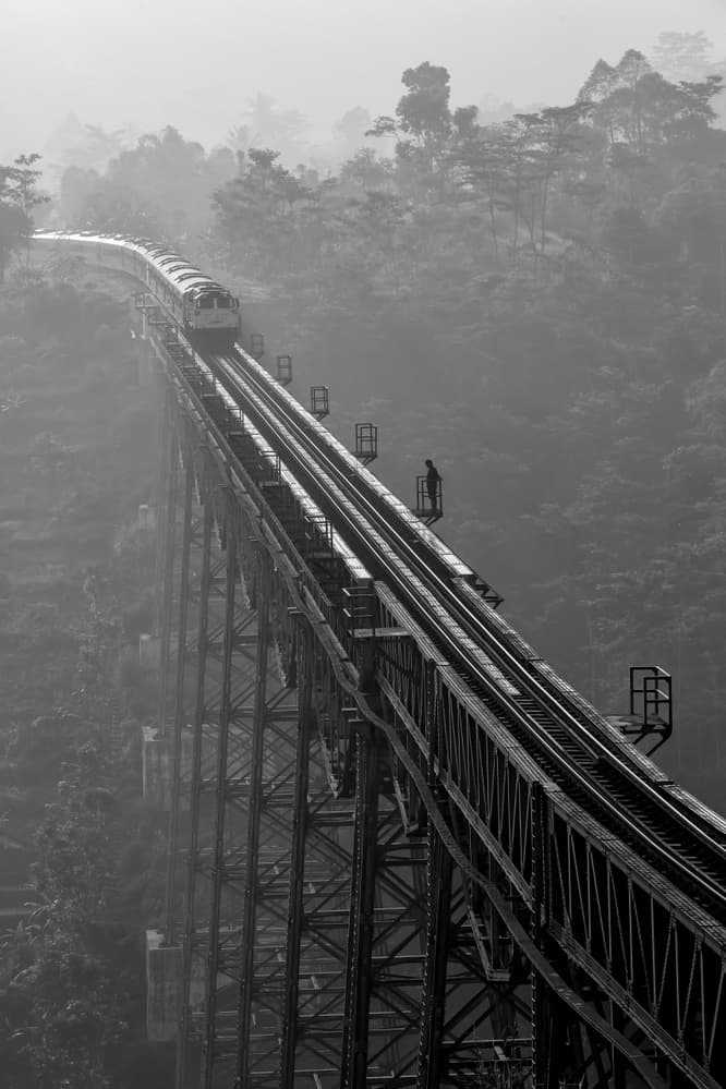 Misty Train Bridge by Gunarto Song — canvas wall art