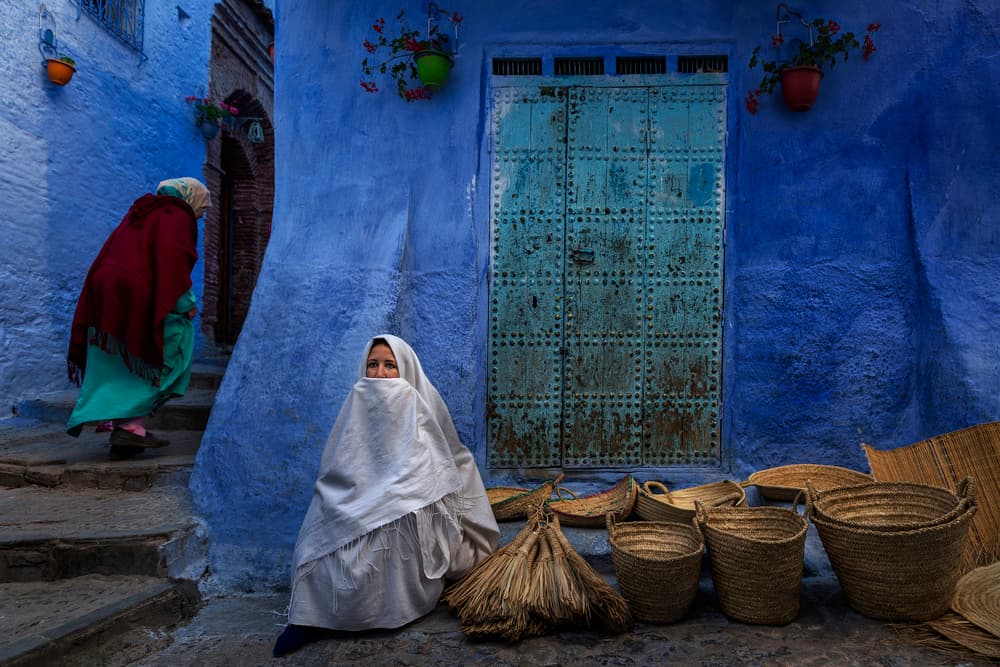 Chefchaouen Blue Alley by Fadhel Almutaghawi — canvas wall art