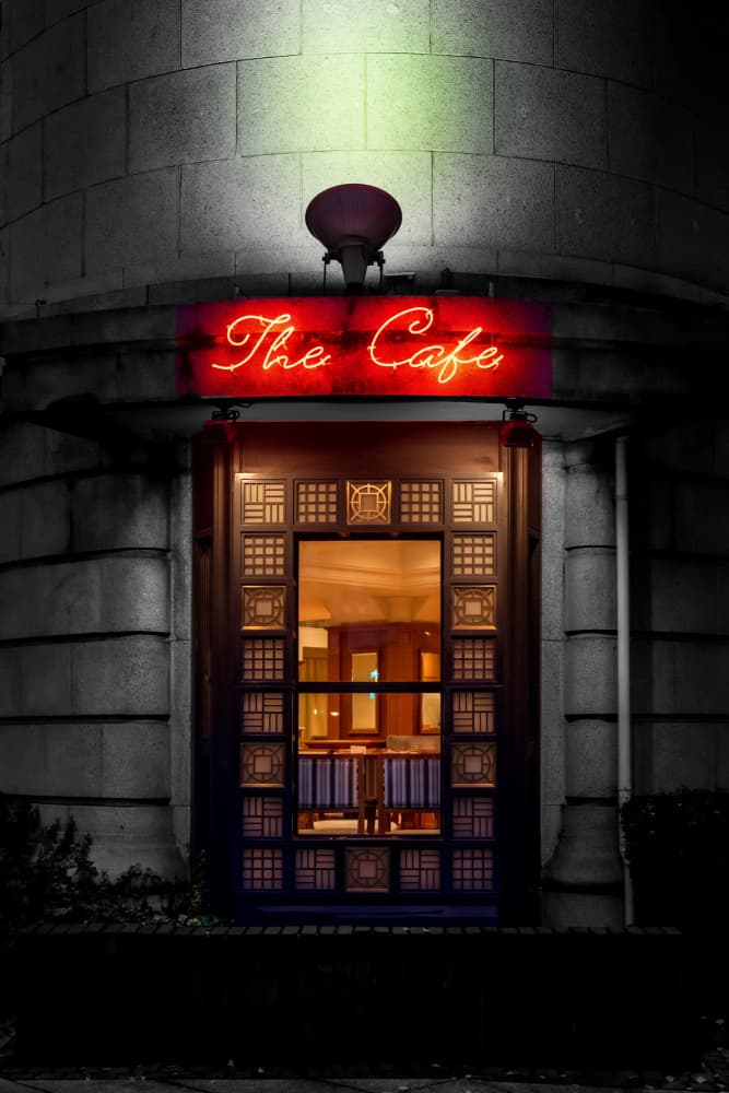 Red Neon Cafe Night by YASUTOSHI HONJO — canvas wall art