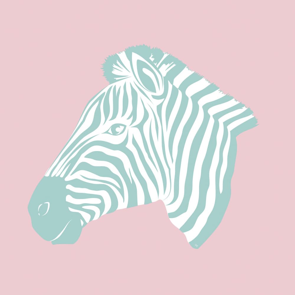 Pastel Zebra Head by Martina — canvas wall art