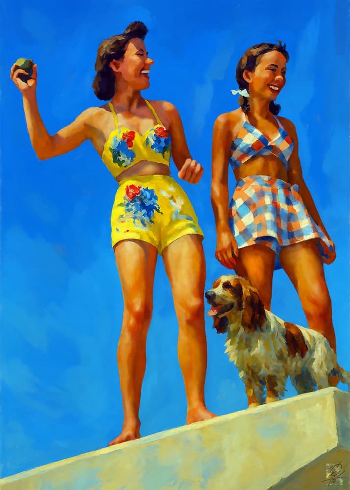 Retro Summer Smiles by Osvaldo Russo — canvas wall art