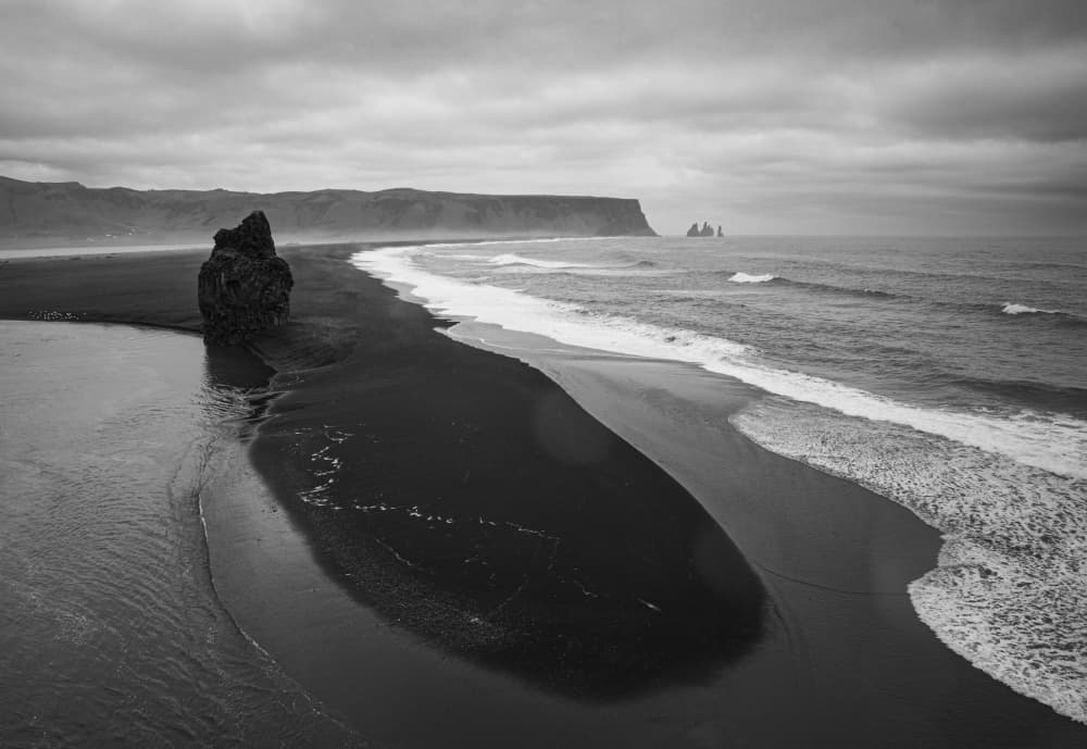 Black Sand Beach Sea Stacks by Pawel Majewski — canvas wall art