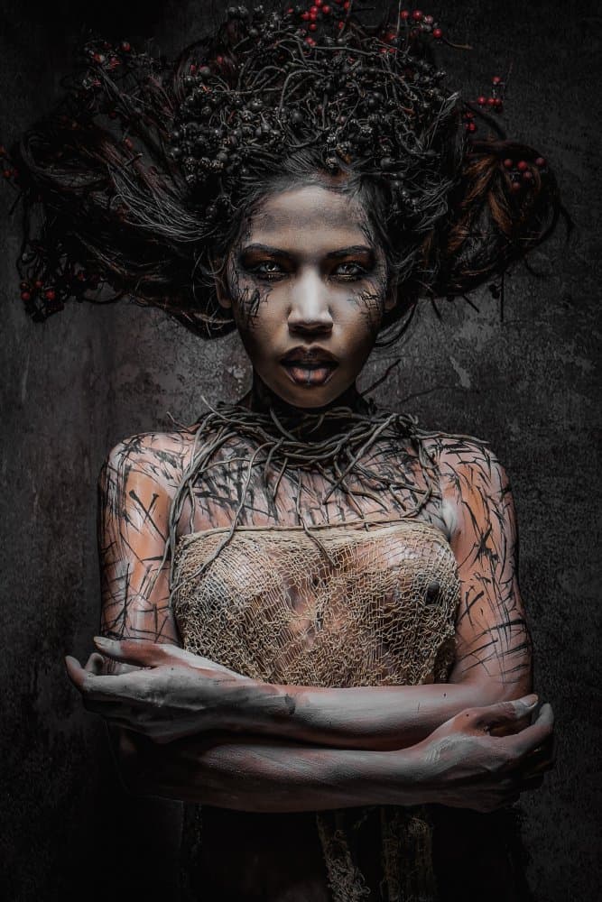 Dark Shamanic Gaze by Klaus Tesching — canvas wall art