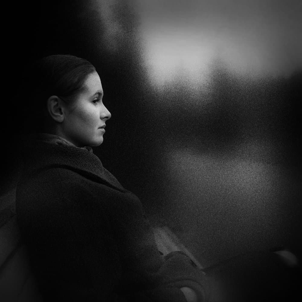 Thoughtful Woman Profile by Evgenii Novichikhin — canvas wall art