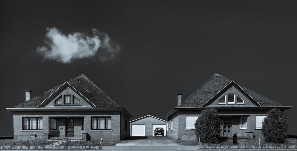 Classic Houses Dark Sky by Luc Vangindertael (laGrange) — canvas wall art