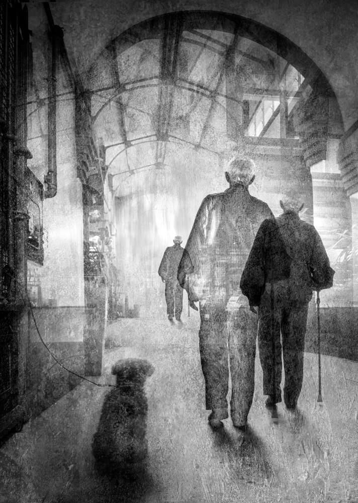 Old Men City Walk by Charlaine Gerber — canvas wall art