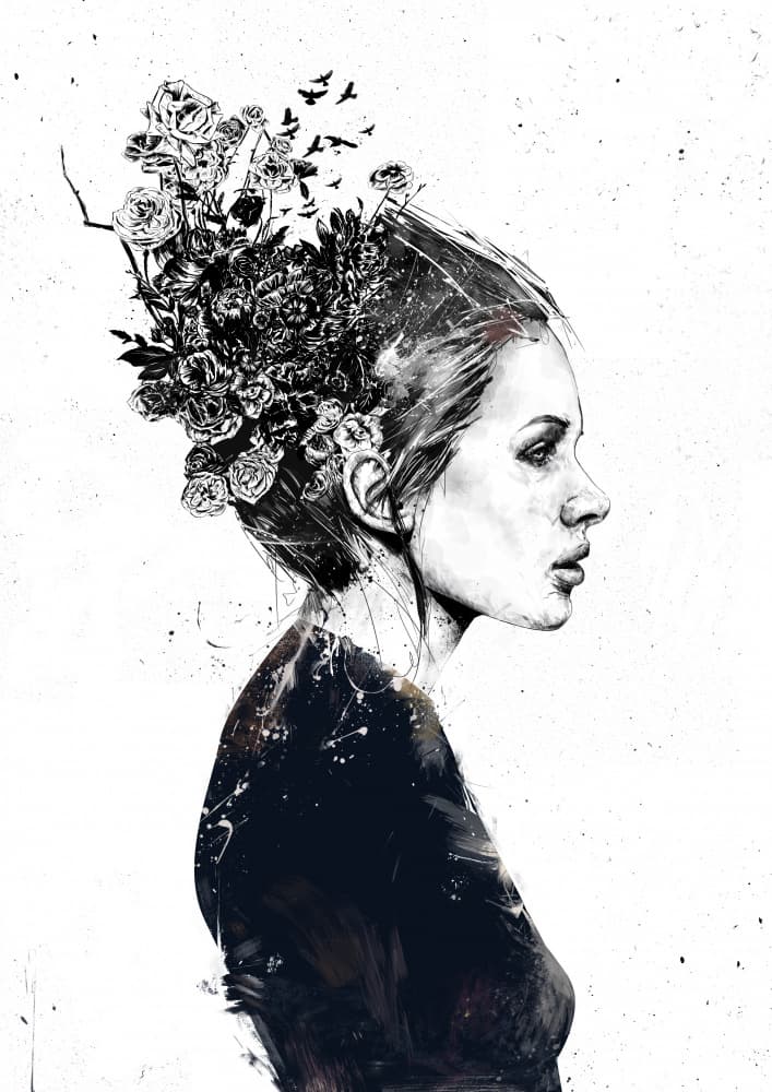 Pensive Floral Portrait by Balazs Solti — canvas wall art
