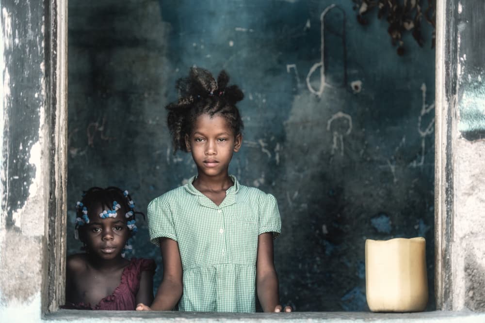 African Girls Window Gaze by Trevor Cole — canvas wall art