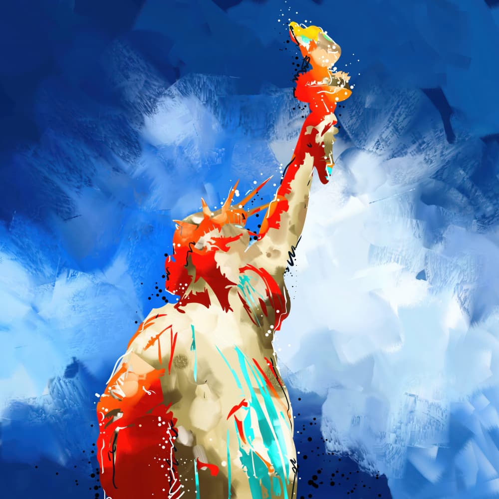 Vibrant Lady Liberty by Rafal Kulik — canvas wall art