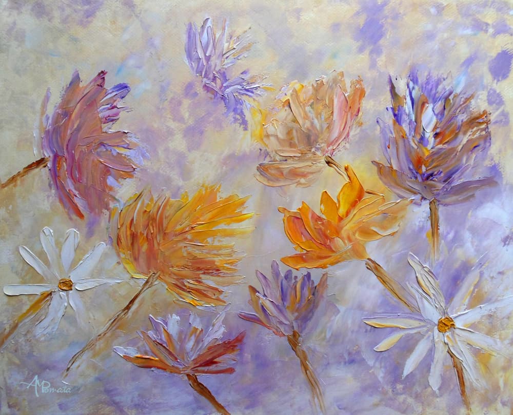 Vibrant Abstract Blooms by Angeles M. Pomata — canvas wall art