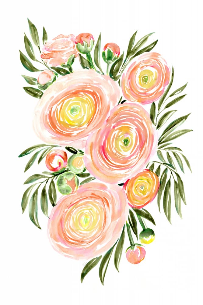 Pastel Ranunculus Bouquet by Rosana Laiz Blursbyai — canvas wall art