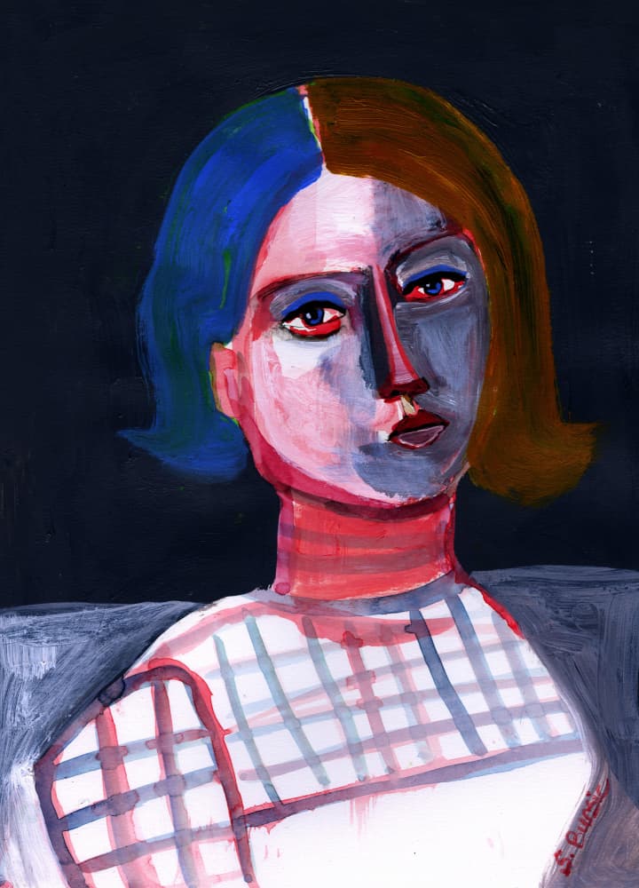 Colorful Split Face by Sharyn Bursic — canvas wall art