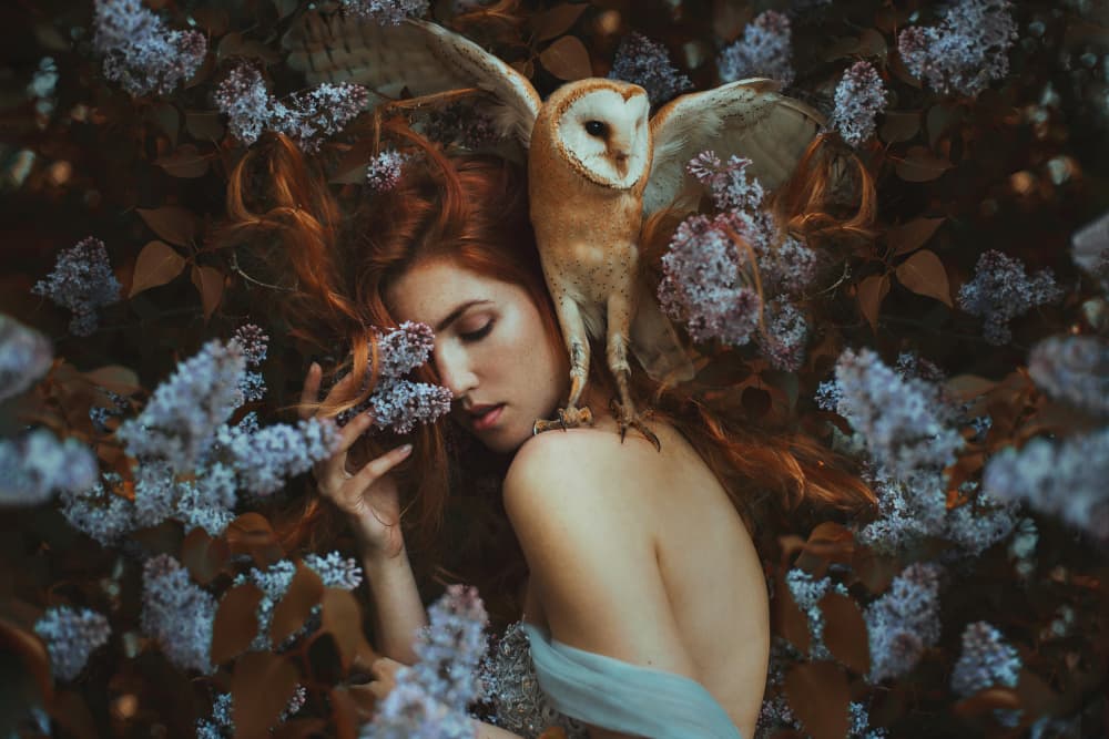 Enchanted Woman Barn Owl by Markéta Leupoldová — canvas wall art