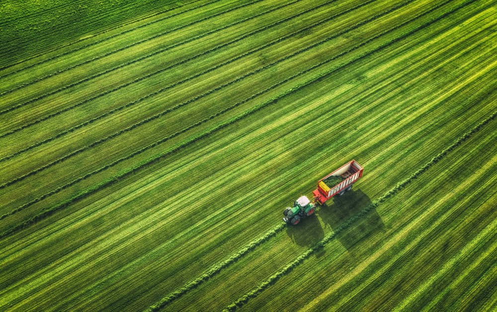 Aerial View Farm Harvest by Guy Krier — canvas wall art