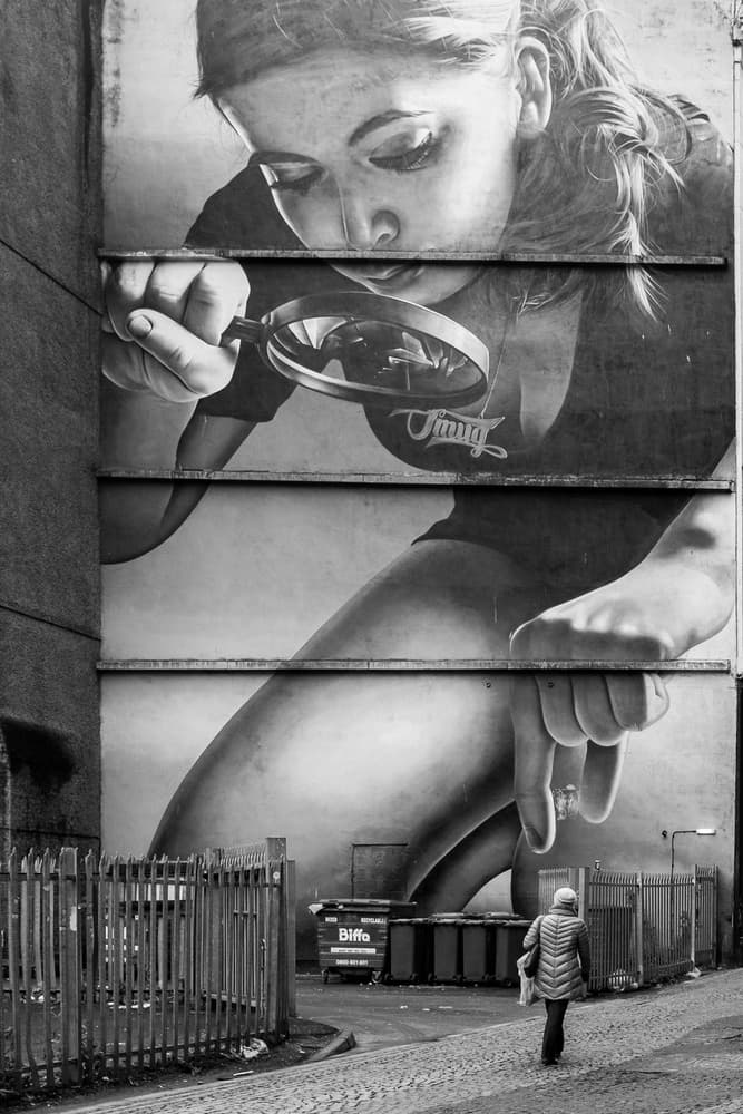 Giant Woman Magnifying Alley by Fernando Coelho — canvas wall art