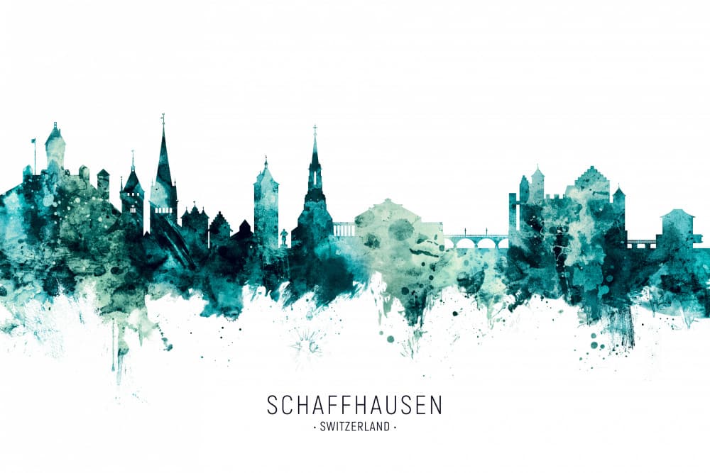 Schaffhausen Teal Skyline by Michael Tompsett — canvas wall art