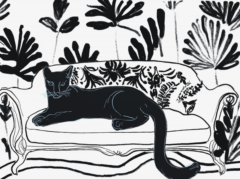Lounging Black Panther by Beate Tubach — canvas wall art