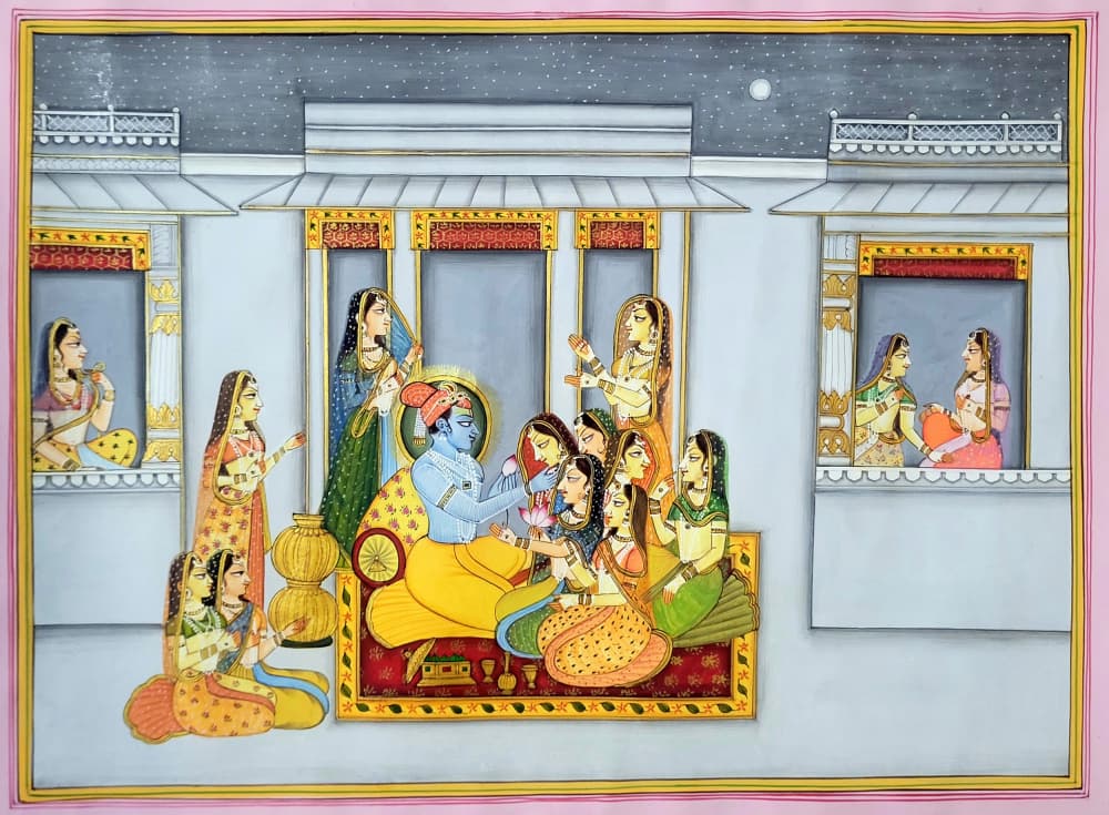 Krishna and Gopis at Night by IMAGINEERS STUDIO — canvas wall art