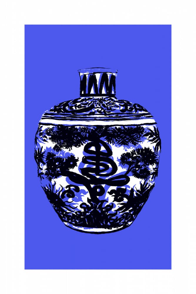 Chinese Blue Porcelain Jar by cartissi — canvas wall art