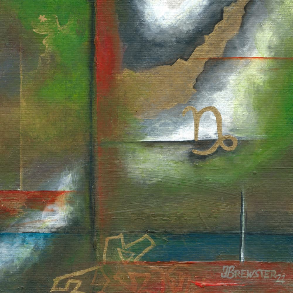 Golden Capricorn Abstract by Janine Brewster — canvas wall art