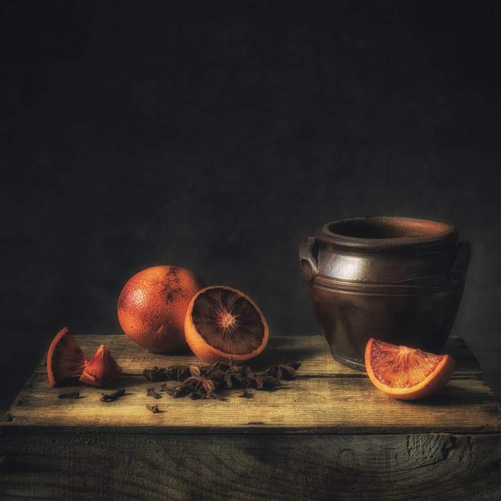 Moody Blood Oranges and Spices by Monique van Velzen — canvas wall art