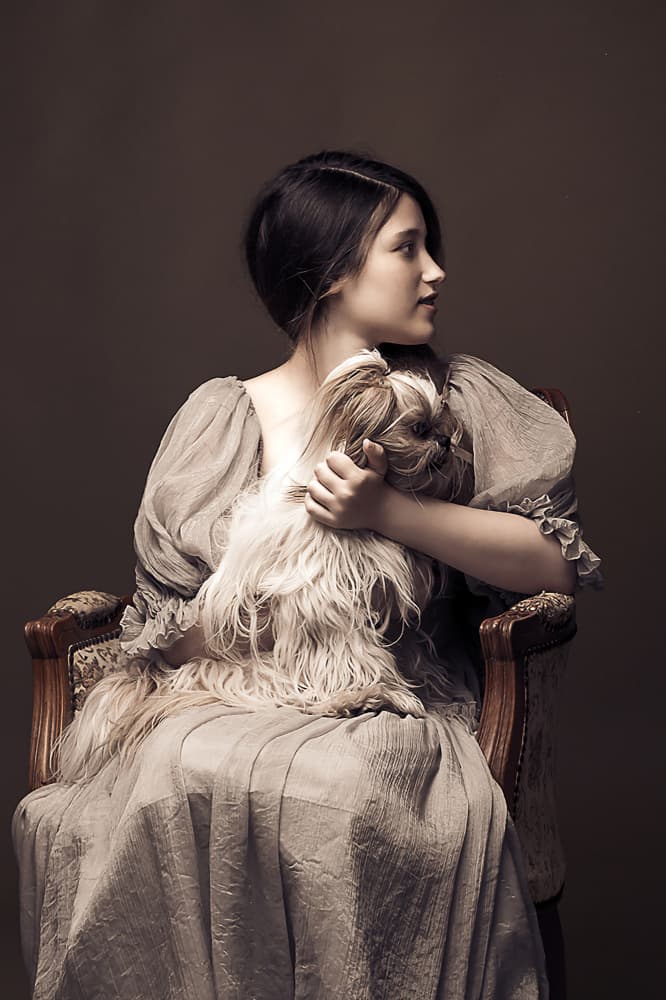 A Lady And Her Dog by MAZAL TOV MATTY OZERI — canvas wall art