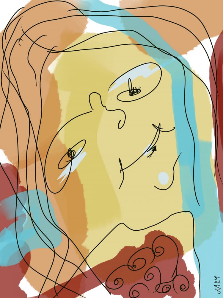 Dreamy Abstract Face by Lena Kolambet — canvas wall art