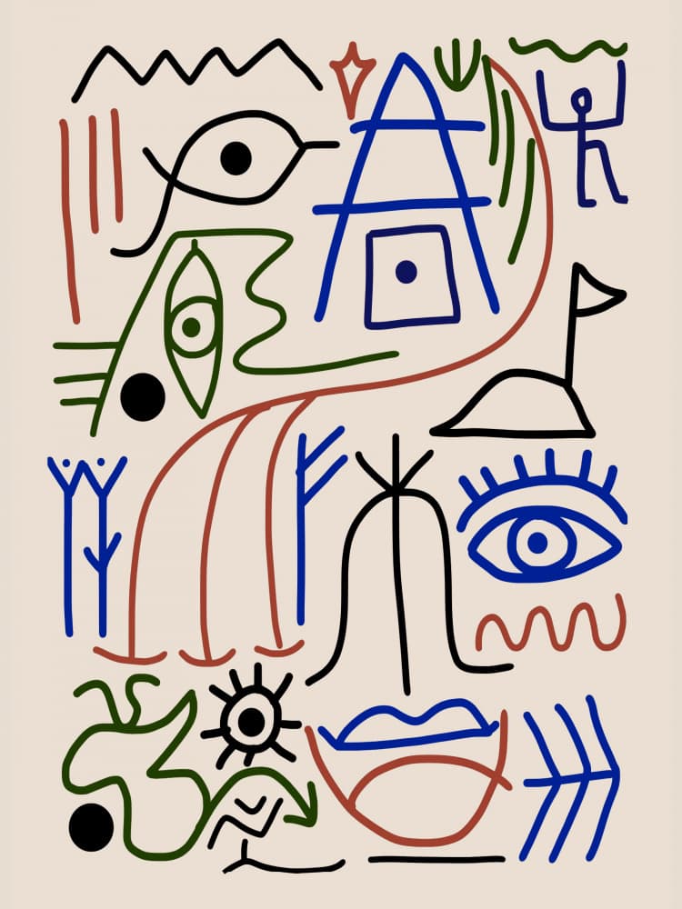 Abstract Line Symbols by Little Dean — canvas wall art