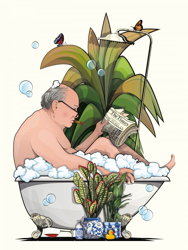 Tropical Bath Reader by In The Washroom — canvas wall art