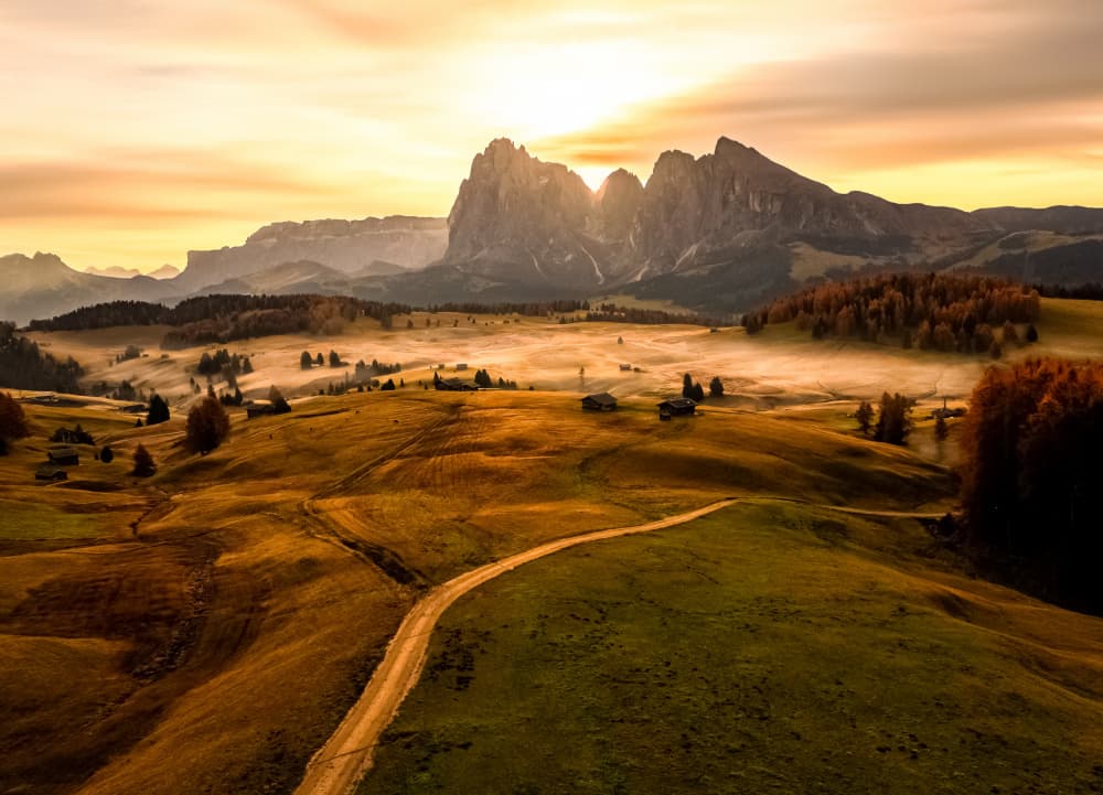 Golden Mountain Sunrise by Yanny Liu — canvas wall art