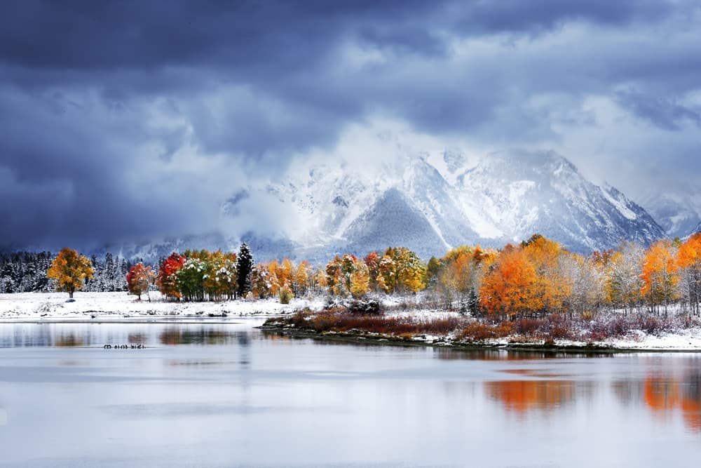 Autumn Snowfall Landscape by UU — canvas wall art