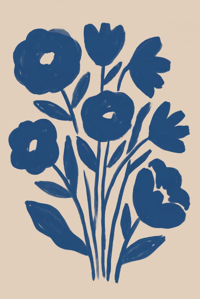 Abstract Blue Flowers by Melloi Art Prints — canvas wall art