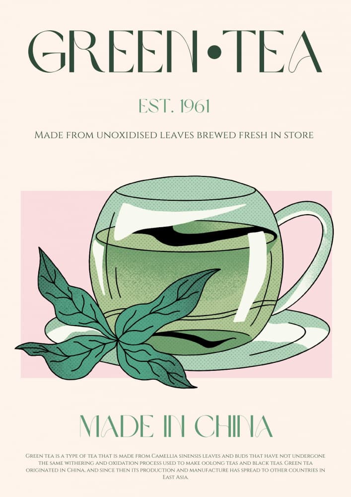 Refreshing Green Tea Cup by Nazma Khokhar — canvas wall art
