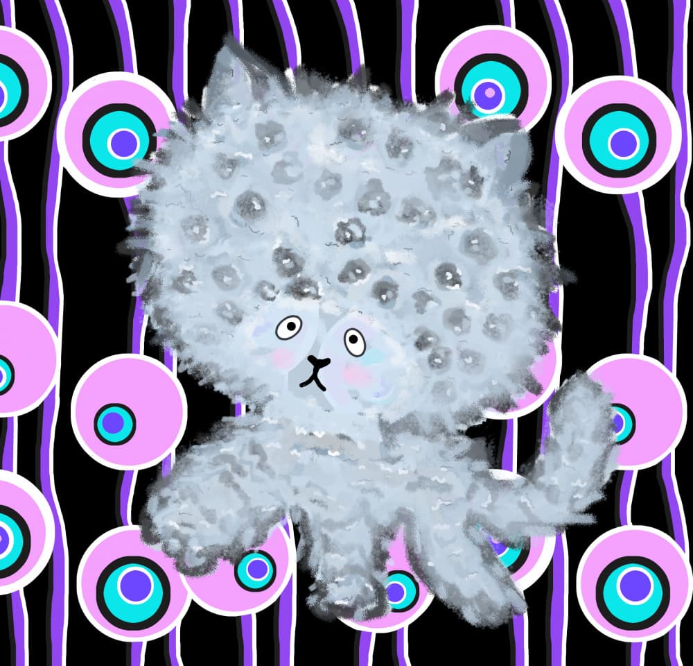Big Eyed Fluffy Cat by Lynnda Rakos — canvas wall art