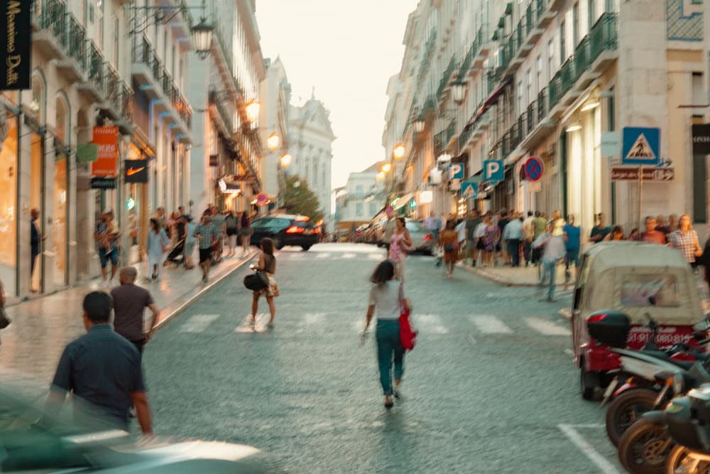 Busy European City Street by Aimee Giles — canvas wall art