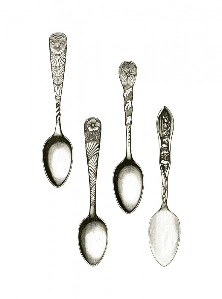 Detailed Antique Spoons by Elizabeth C — canvas wall art