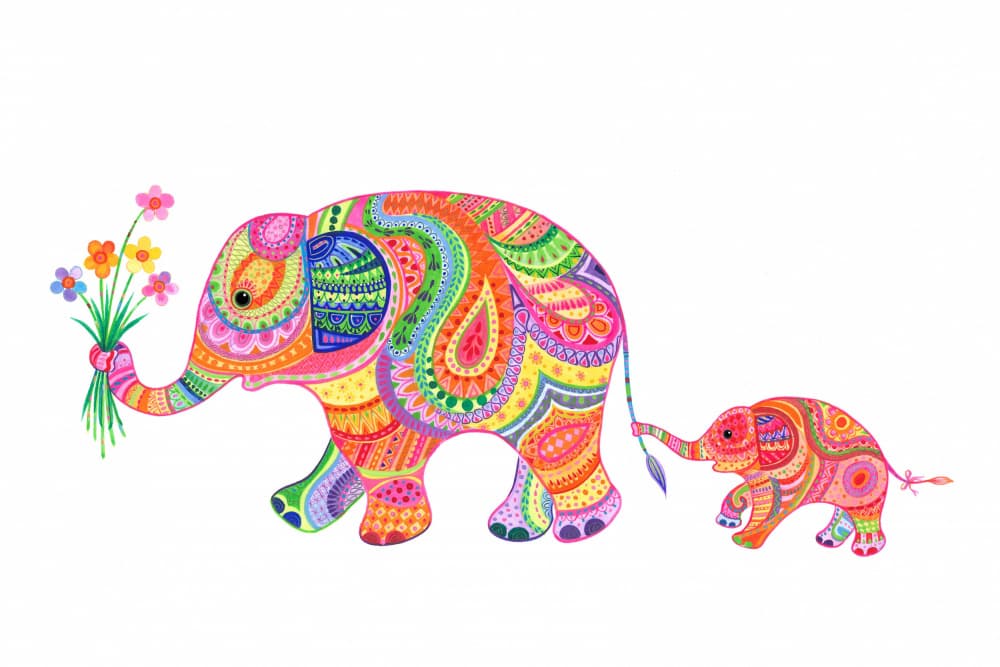 Elephant and Baby by Isabelle Brent — canvas wall art