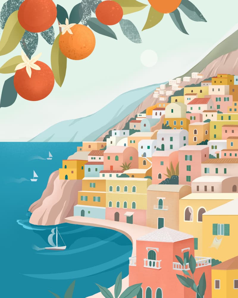 Positano Coast Italy by Petra Lizde — canvas wall art