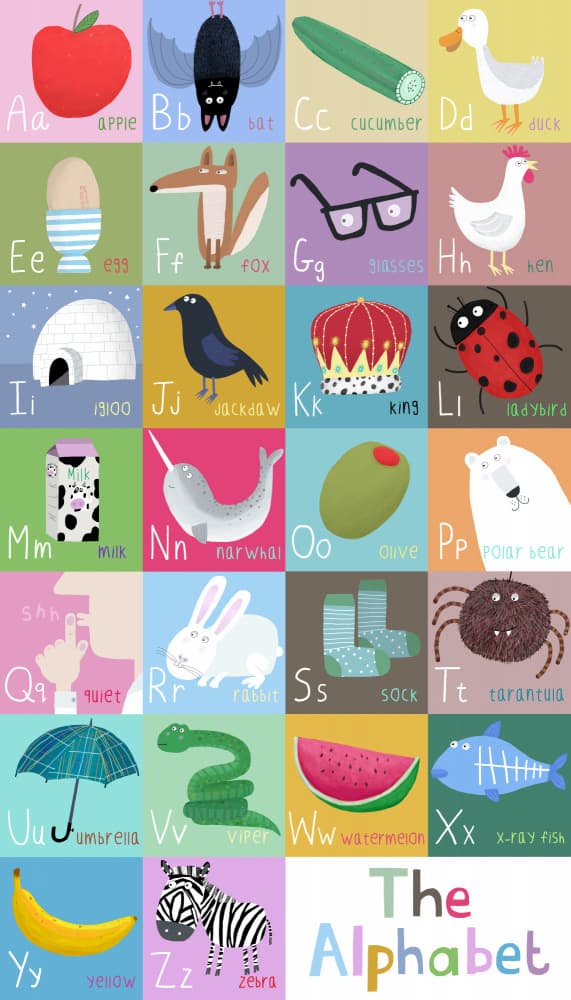 Colorful Kids Alphabet by Carla Daly — canvas wall art