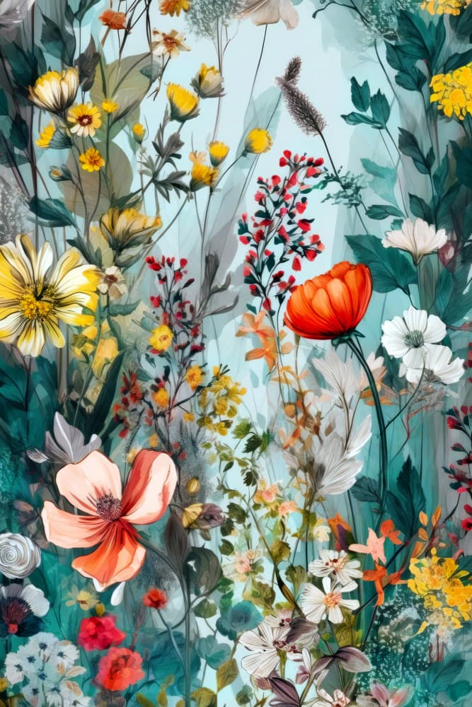 Vibrant Garden Blooms by Justyna Jaszke — canvas wall art