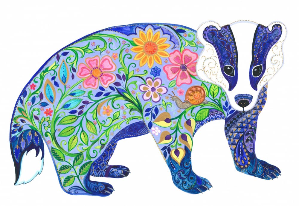 Flowered Badger by Isabelle Brent — canvas wall art