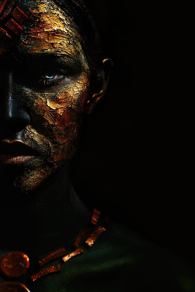 Golden Tribal Gaze by Ivan Kovalev — canvas wall art