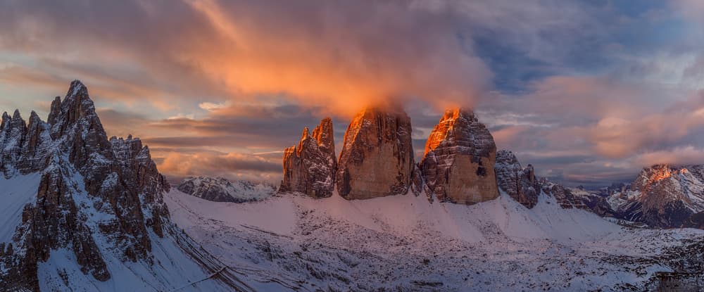Dolomites Winter Sunrise by Valeriy Shcherbina — canvas wall art