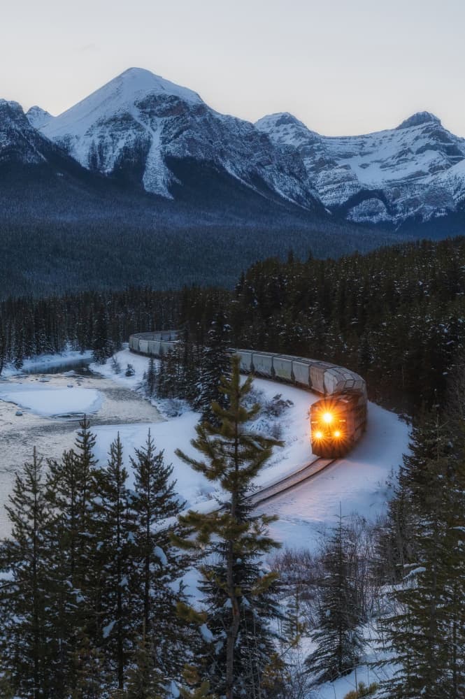 Winter Train Journey by Yue Wu — canvas wall art