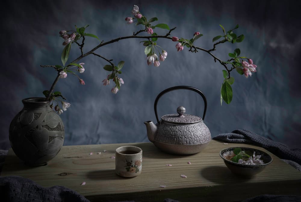Serene Tea Blossoms by Binbin L. — canvas wall art